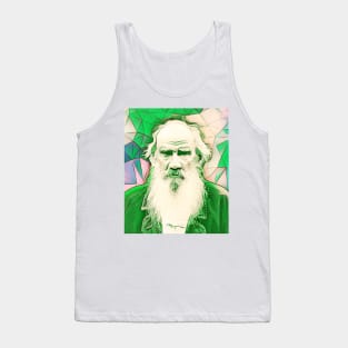 Leo Tolstoy Green Portrait | Leo Tolstoy Artwork 8 Tank Top